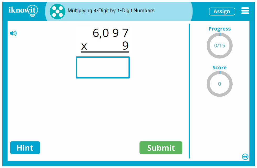 5th Grade Multiplying 4-digit by 1-digit Numbers Game