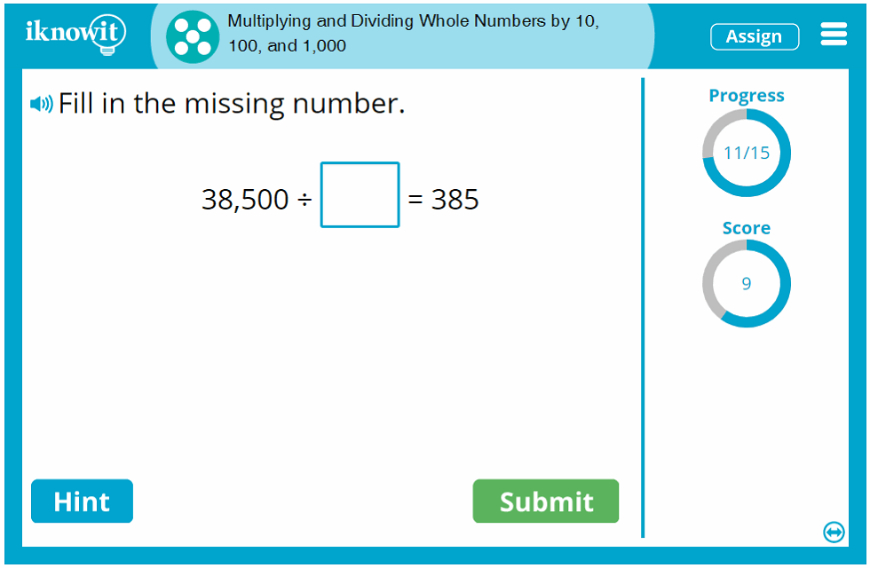 Fifth Grade Multiply or Divide Whole Numbers by Ten, One-Hundred, One-Thousand Activity