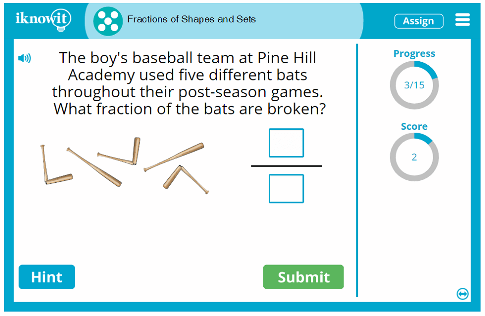 5th Grade Fractions of Shapes and Sets Game