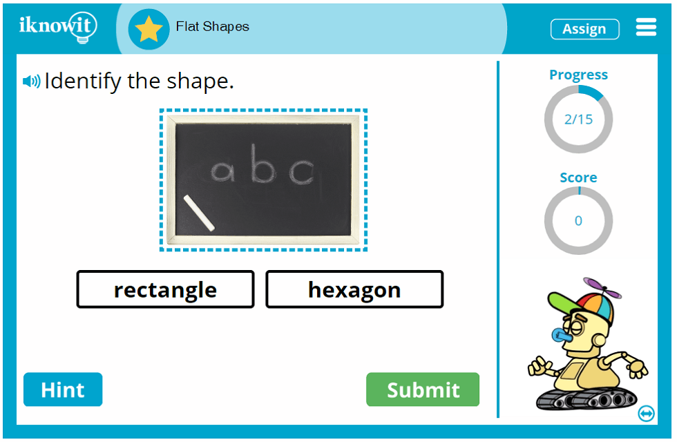 Kindergarten Basic Geometry Two Dimensional Shapes Game