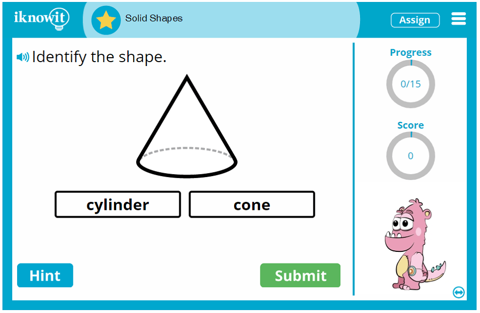 Kindergarten Geometry Three Dimensional Shapes Game