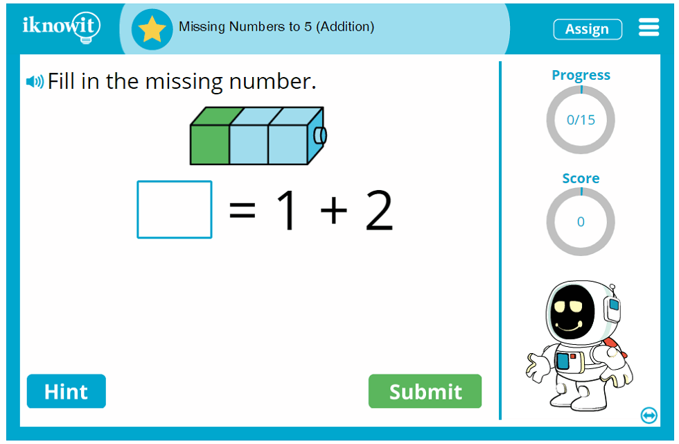 Kindergarten Missing Numbers up to 5 Game