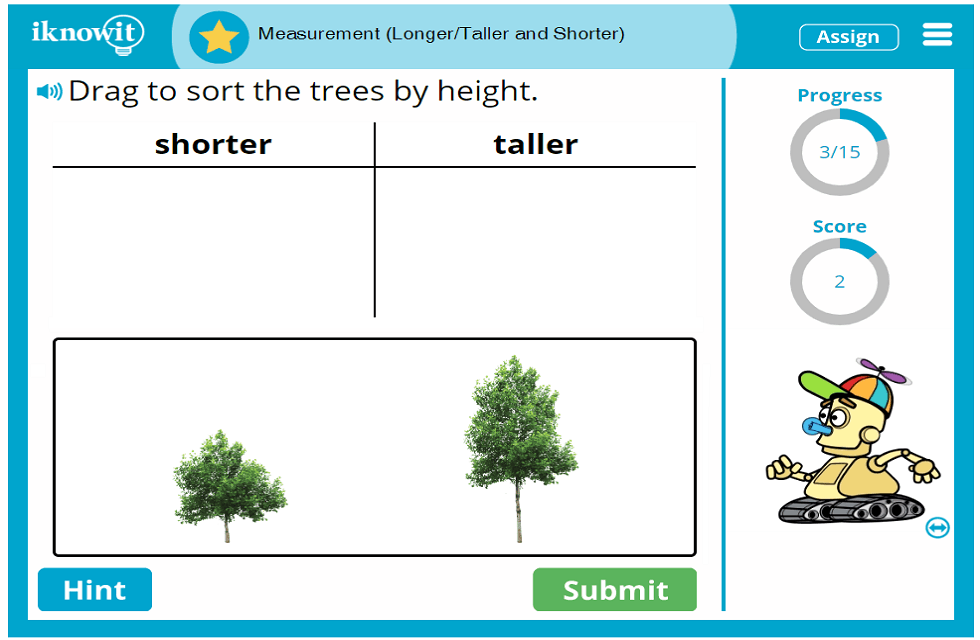 Kindergarten Measurement Longer Taller Shorter Game