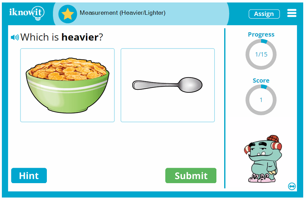 Kindergarten Measure Compare Light vs Heavy Objects Game