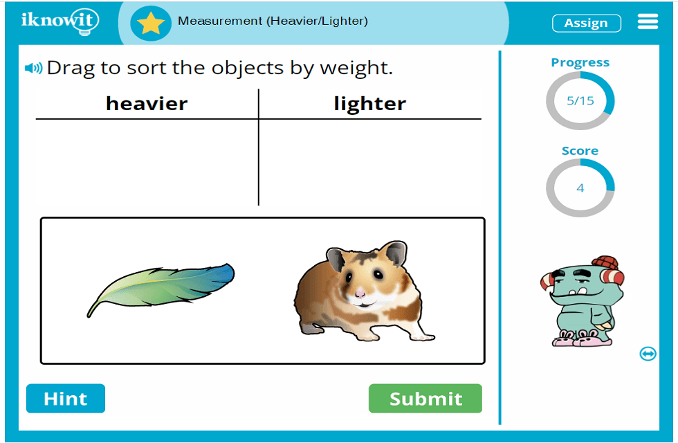 Kindergarten Measurement Heavier Lighter Comparison Game