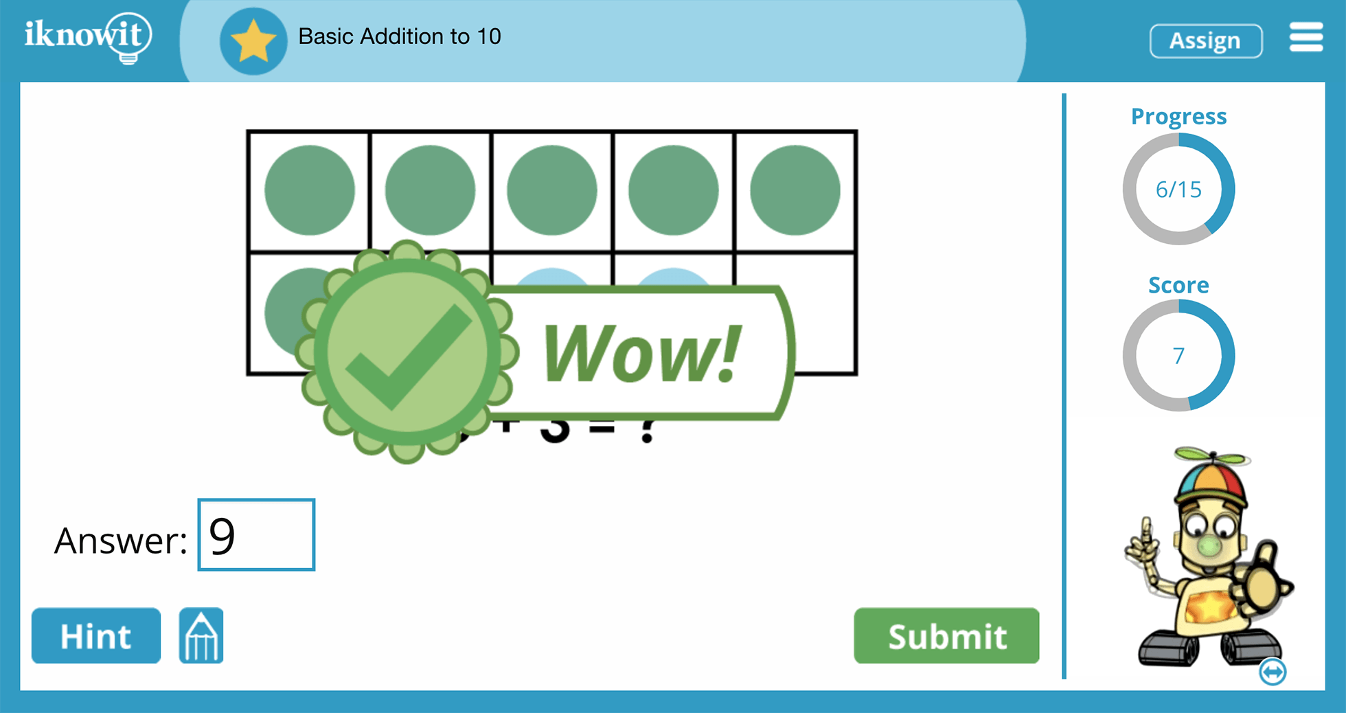 Kindergarten Basic Addition Zero up to Ten-Online Learning Activity