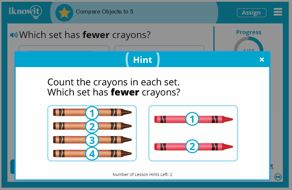 Kindergarten Compare Objects to 5 Lesson