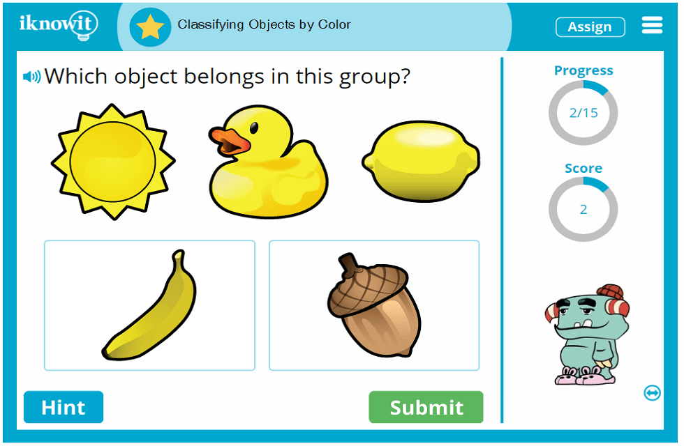 Kindergarten Classifying Objects using Colors Game