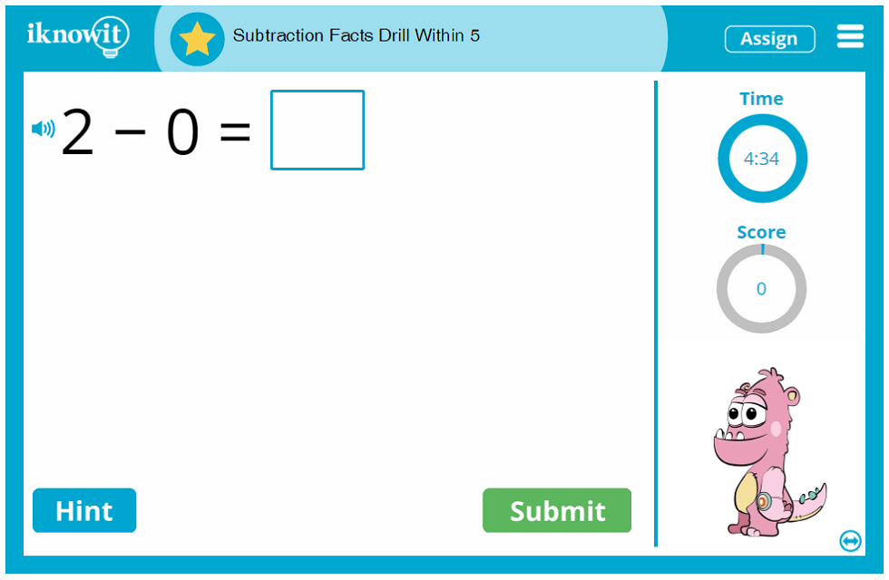 Kindergarten Subtract Numbers up to 5 Activity