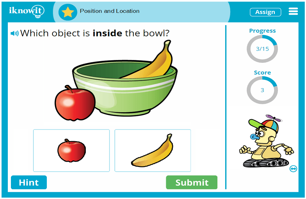 Kindergarten Position and Location of Objects Game