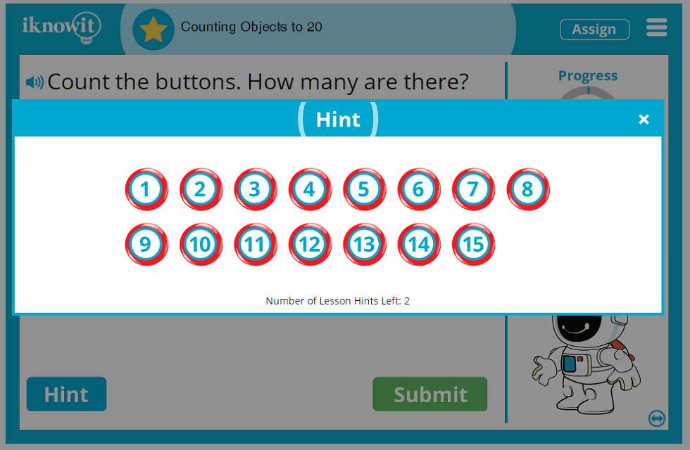 Kindergarten Counting Objwcts up to Twenty Lesson