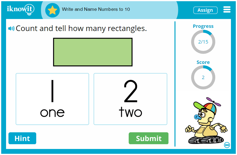 Kindergarten Writing and Naming Numbers up to 10 Game