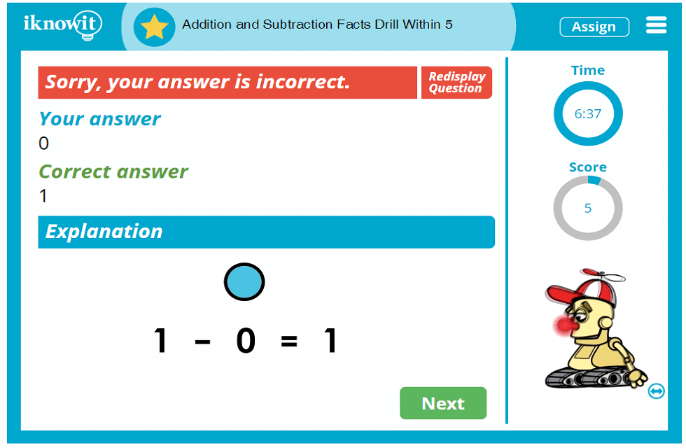 Kindergarten Addition Subtraction Facts Drill up to Five Activity