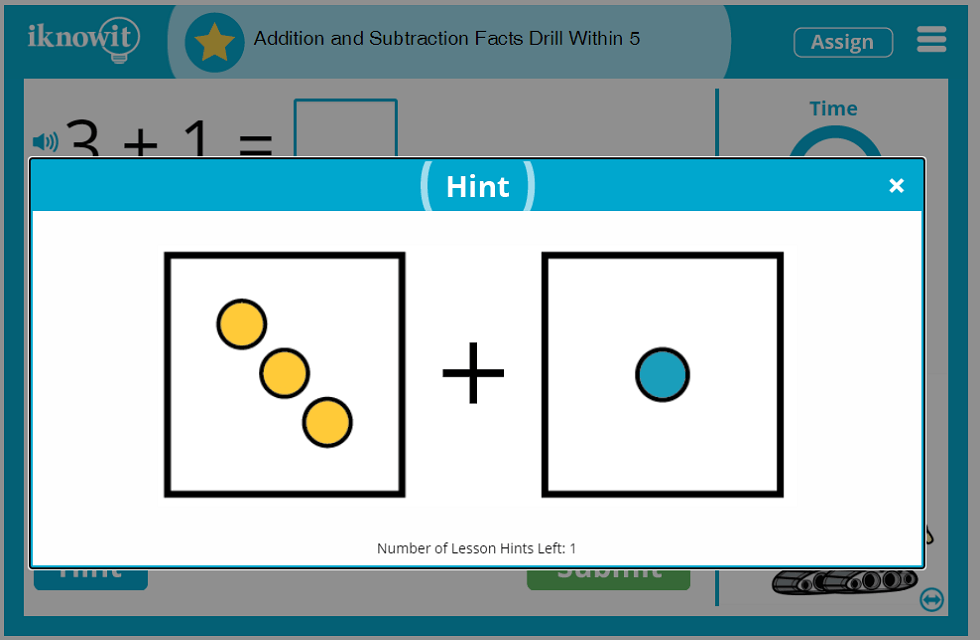 Kindergarten Addition Subtraction Facts Drill up to Five Lesson