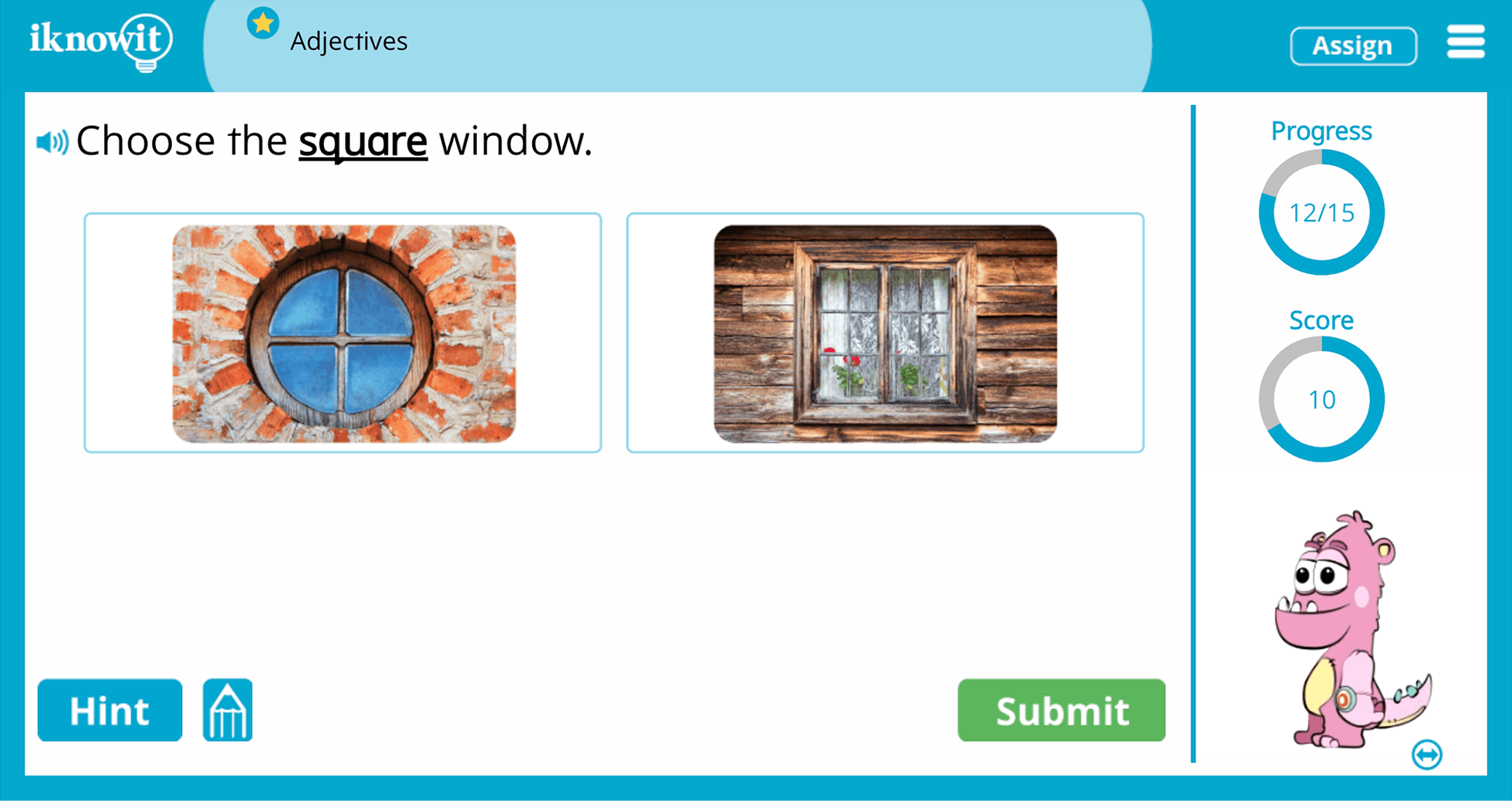 Kindergarten adjectives Practice Interactive Game