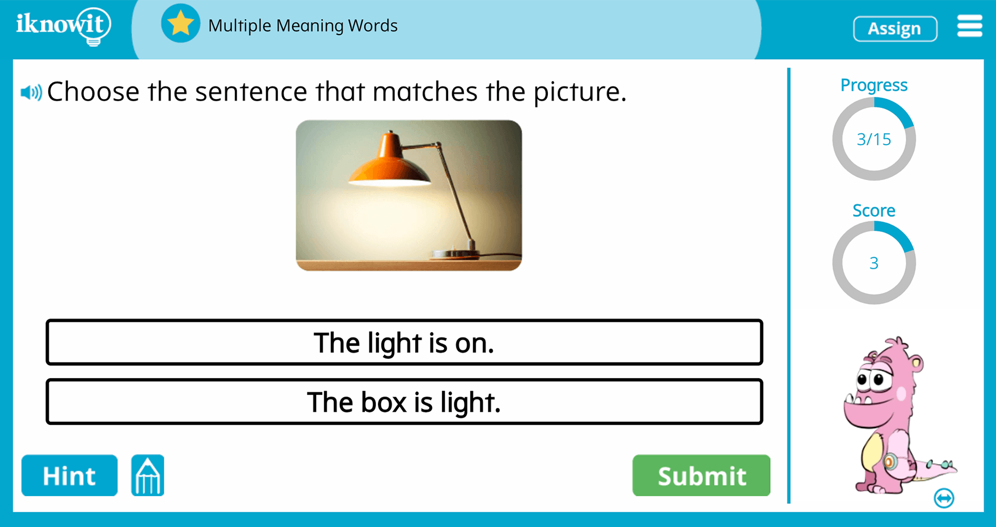 Kindergarten Multiple Meaning Words Homonyms Online Learning Activity