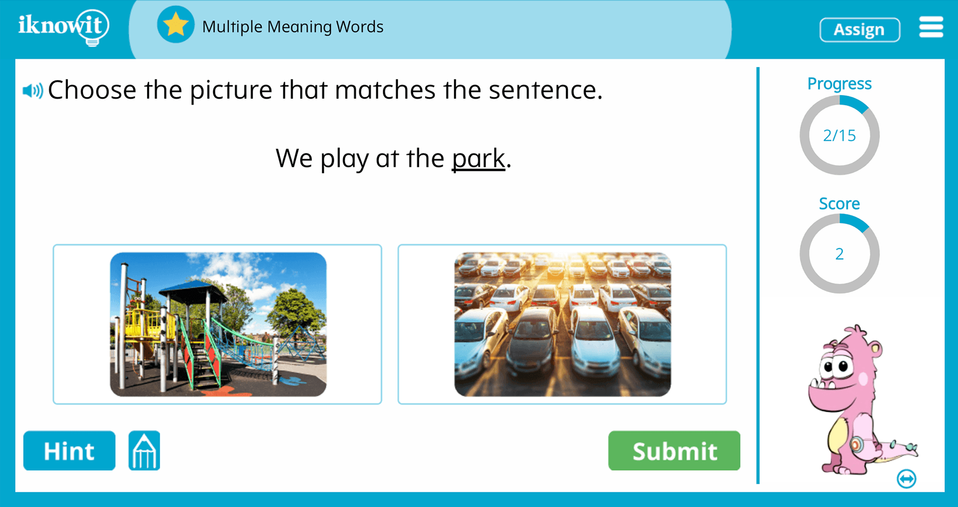 Kindergarten Multiple Meaning Words Homonyms Practice Interactive Game