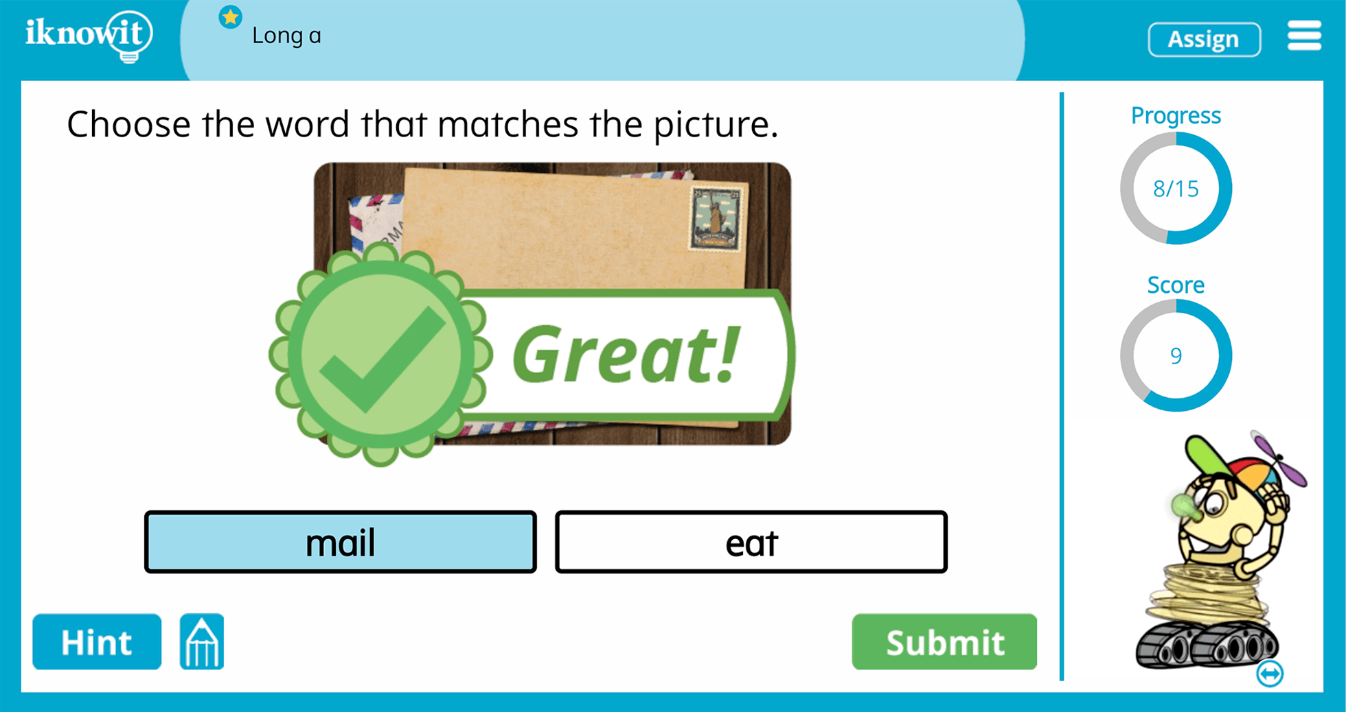 Kindergarten Long Vowel Letter A Online Learning Kindergarten Game