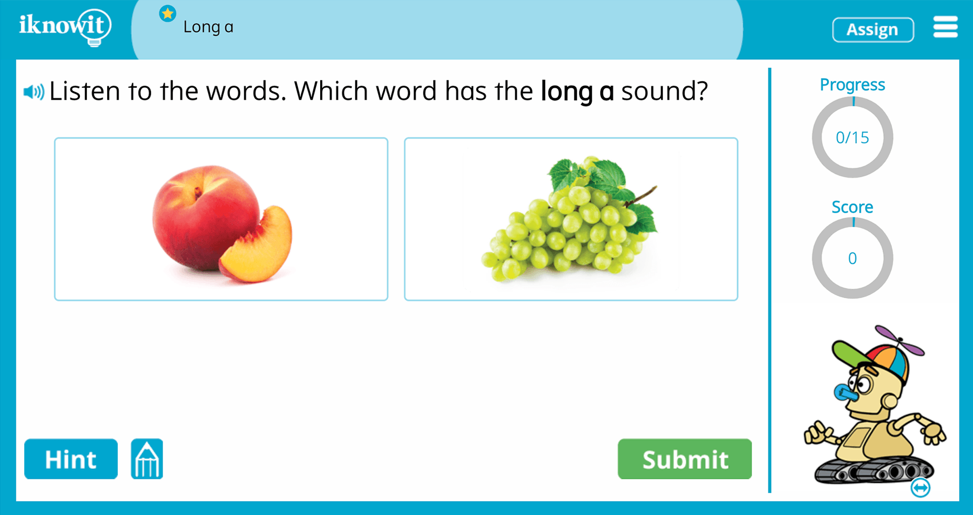 Kindergarten Long Vowel Letter A Practice Interactive Kindergarten Game