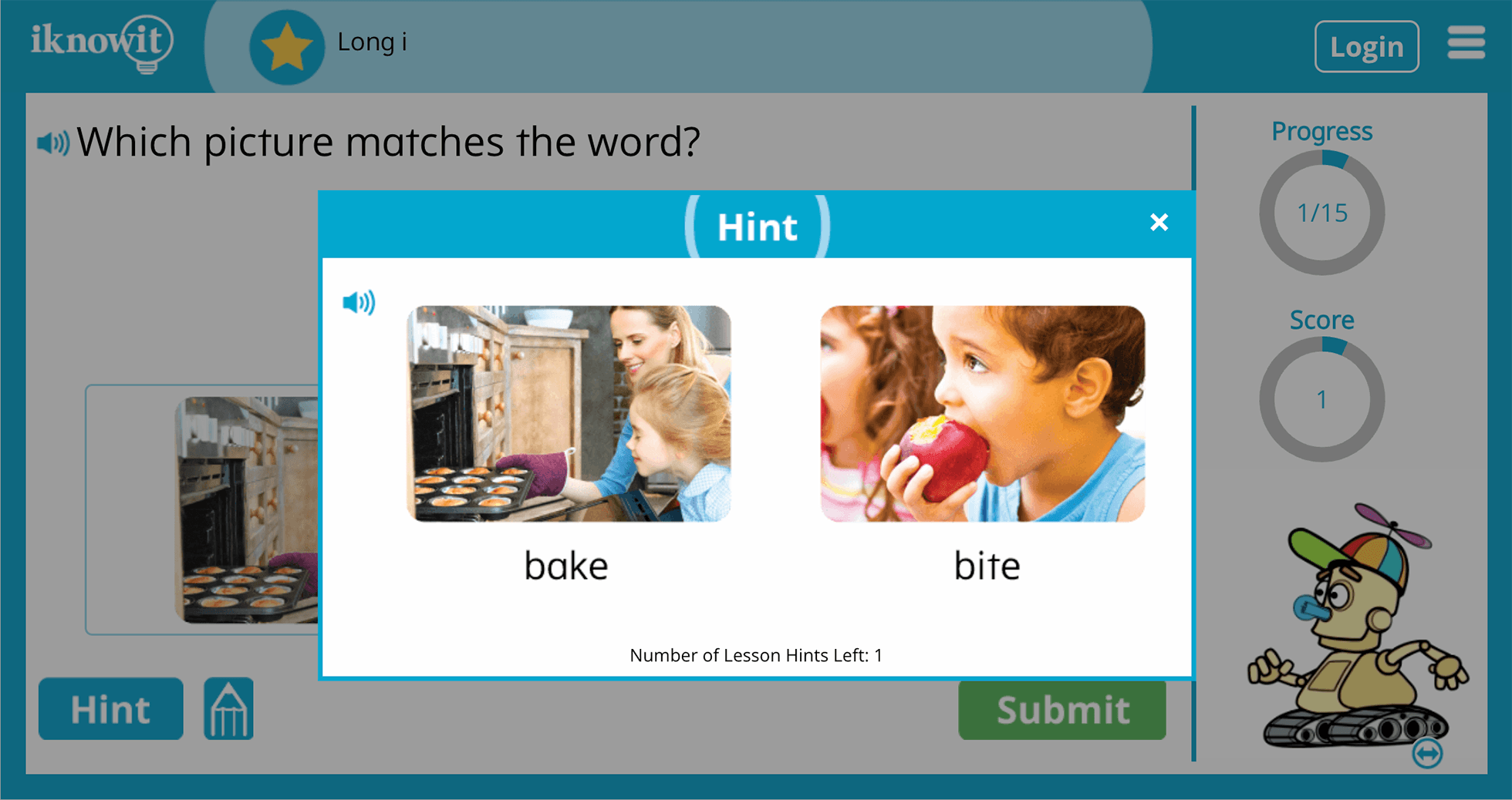 Kindergarten Teaching Long i Vowel Sound Interactive Game