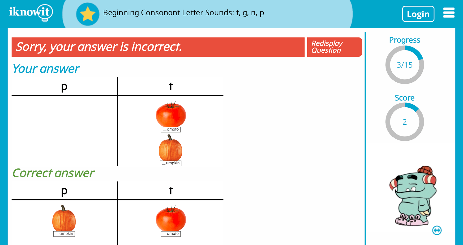 Kindergarten Beginning Consonant Letter Sounds T G N-and P Words Online Learning Lesson