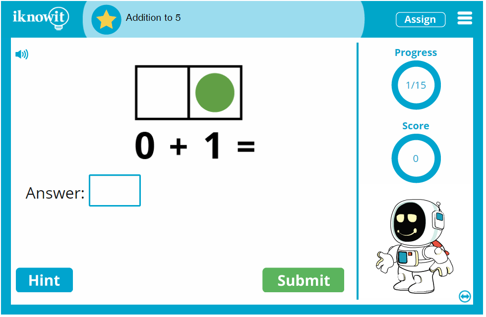 Kindergarten Addition up to 5 Game